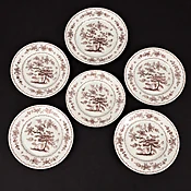Antique Delft Purple Floral Plates Hand Painted 18th Century Set of 5