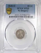 1840-O No Drapery Silver Seated Liberty half Dime PCGS VF25 AT231