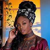 African Headwrap - Black and White