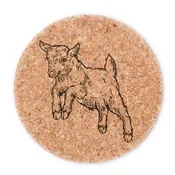 Baby Goat Cork Coaster - Hand-Printed, Eco-Friendly