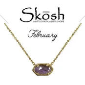 14kt Gold Plating with Sideways Oval Emerald (Febraury Imitation Birthstone) Necklace