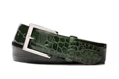 1-1/8" Glazed American Alligator Belt with Nickel and Gold Buckles