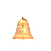 18kt. Yellow Gold Moveable Retro Bell Charm/Pendant set with sapphire, diamond and ruby stones — Multipearl