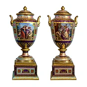 A  Fine Pair of Royal Vienna Gilt Porcelain Covered Vases