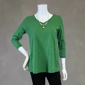 3/4 Sleeve V-Neck Top in Cotton by Kleen