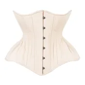 Beige Cotton Straight Corset, Gemini Silhouette, Long