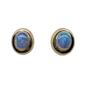 14K Gold Opal Doublet Pierced Post Earrings