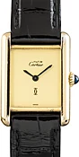 Pre-Owned Ivory Dial Must De Cartier Tank Vermeil
