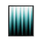 Aqua Teal Turquoise & White Abstract Soft Ombre Line Stripe Pattern on black - Aquarium SW 6767 Framed Canvas Print