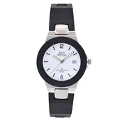 Gino Franco Mens Stainless Steel Round 35mm Matte Black PVD Plated Calendar Watch