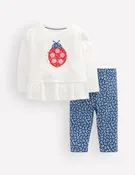 Appliqué Jersey Play Set-Ivory/Blue Ladybird