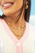 2-Strand Paperclip Chain with Floral Beads