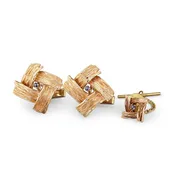 Vintage Cufflinks & Tie Tack Set Sapphire and 14k Yellow Gold — Prince Estate Jewelry