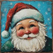 10" x 10" Blue Vintage Santa Sign TTE-031