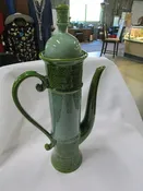 MCM Norleans Japan Green Textured Ceramic Tall Coffee Decor Urn Pot