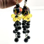 Colorful Glass Beaded Dangle Earrings with Cascading Chain | Mai Serenity