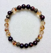 AAA Citrine, Rosewood and Bronze Metal Stretch Bracelet – Artisan Made