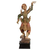 19th Century Balinese Hand Carved Sculpture of Young Dancer