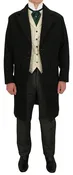 100% Wool Frock Coat - Black