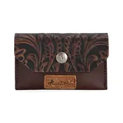 Tooled Mini Card Case - Coffee