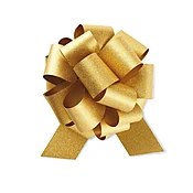 5.5" Glittery Gold Pull-String Gift Bow
