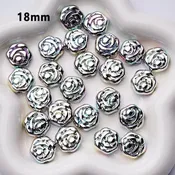 18MM Silver Holographic Rose Beads – Iridescent Galaxy Acrylic Flowers for Jewelry & Crafts