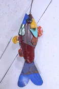 30 1/2" Colorful Hanging Metal Fish with Hook on Top