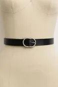 Black Round Buckle Leather Belt
