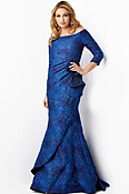 Cobalt Three Quarter Sleeve Mermaid Dress 09550