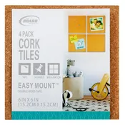 Board Dudes Cork Tile - Lightweight 4 Count 6 x 6  INCH