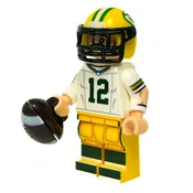 #12 QB Rodgers Green Bay Football Player Minifig made using LEGO parts