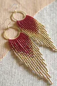 Alena - Red and Gold Long Fringe Earrings