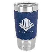 20 oz. Light Brown Laserable Leatherette Tumbler with Clear Lid