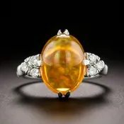 Estate Mexican Fire Opal and Diamond Ring