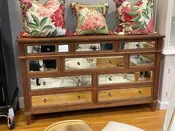 Antique Mirrored Dresser / 10 Drawer Light Cherry