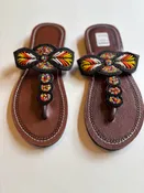 African Beaded Leather Sandals:  EU 42 ( US  11-12 )  Bright, Bold Patterns