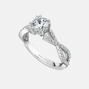 14k White Gold Twist Semi-Mount with Diamond Accents