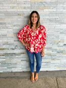 . Hammock Hangout Coral Leaf Print Top