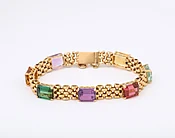 American 14kt Gold &amp;amp; Multi Gem Bracelet