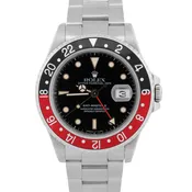1990 Rolex GMT-Master II 16710 40mm Patina Coke Black Red Steel Oyster Watch Box