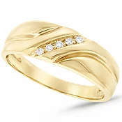 0.06ct 14k Yellow Gold Diamond Men's Band