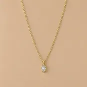 18k Gold Filled Ellipse Solitaire Necklace