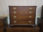 Lot 003 - Vintage Wood Dresser, Brass Pulls, 20th Century