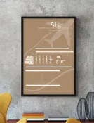 ATL- Hartsfield-Jackson Atlanta International Airport Print Map Wall Art