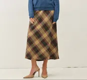 Beautiful Chaos Plaid A-Line Midi Skirt