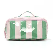 CHECKER STRIPED  OPEN FLAT COSMETIC MAKEUP POUCH