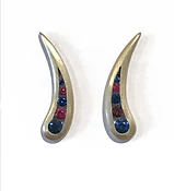 EARRING 610 - Blue Sapphires and Rubies in 18kt Yellow Gold
