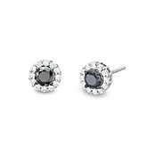 1/4 CT. T.W. Black and White Diamond Frame Stud Earrings in 10K White Gold