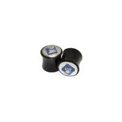 Black Horn Plugs with White Brass and Blue Gem Inlays (1/2") — KOLO BODY ARTS