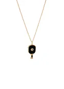 Black and Gold Pickleball Pendant Necklace